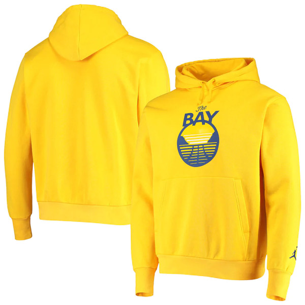 Men's Golden State Warriors 2021 Yellow City Edition Essential Logo Fleece Pullover Hoodie