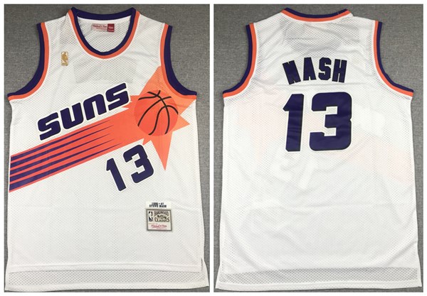 Men's Phoenix Suns #13 Steve Nash White 1996-97 Throwback Stitched NBA Jersey