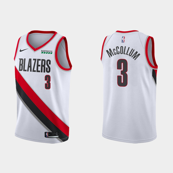 Men's Portland Trail Blazers Black #3 C.J. McCollum White Stitched NBA Jersey