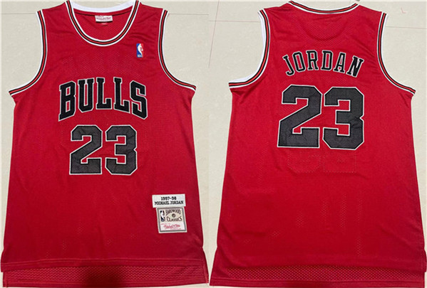 Men's Chicago Bulls #23 Michael Jordan Red 1997-98 Throwback Stitched Jersey