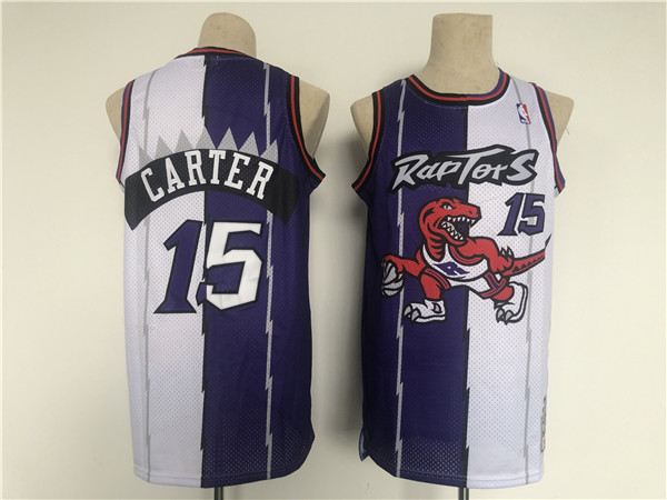 Men's Toronto Raptors #15 Vince Carter White/Purple Splite Basketball Jersey