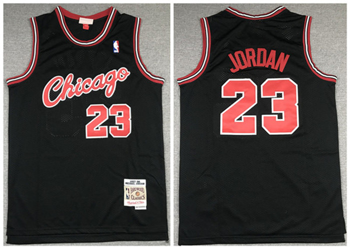 Men's Chicago Bulls #23 Michael Jordan 1997-98 Black Throwback Stitched NBA Jersey