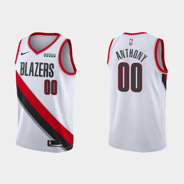 Men's Portland Trail Blazers #00 Carmelo Anthony White Stitched NBA Jersey