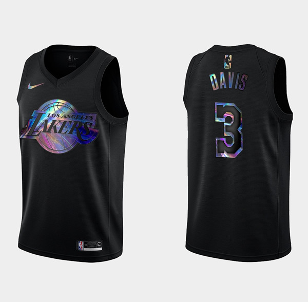 Lakers Anthony Davis #3 Iridescent 2021 HWC Limited Black NBA Stitched Jersey