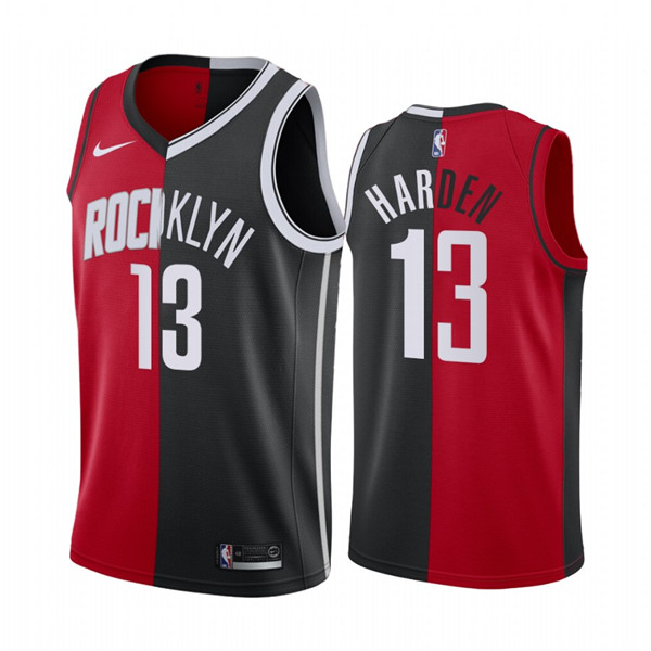 Men's Brooklyn Nets #13 James Harden Black Red 2021 Past & Present MVP Stitched NBA Jersey