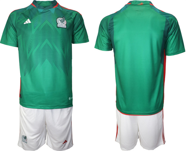 Men's Mexico Blank Green Home Soccer Jersey Suit 001
