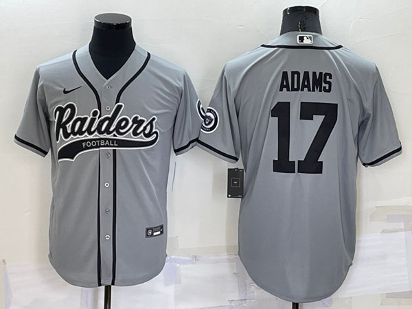 Men's Las Vegas Raiders #17 Davante Adams Grey Cool Base Stitched Baseball Jersey