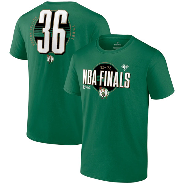 Men's Boston Celtics #36 Marcus Smart 2022 Green NBA Finals Name & Number T-Shirt