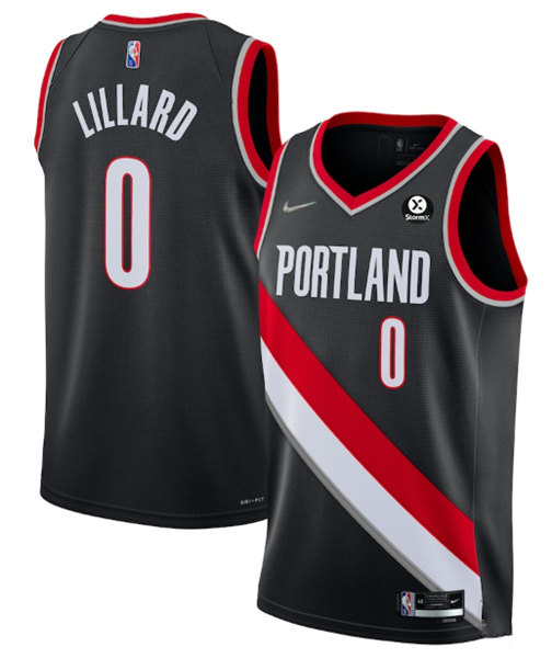 Men's Portland Trail Blazers #0 Damian Lillard Black 2021/22 Icon Edition 75th Anniversary Stitched Jersey