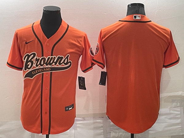 Men's Cleveland Browns Blank Orange Stitched Jersey