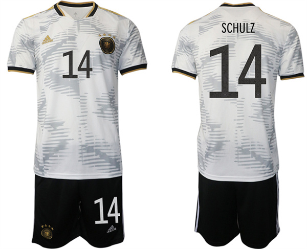 Men's Germany #14 Schulz 2022 FIFA World Cup Home Soccer Jersey Suit