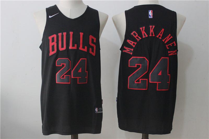 Men's Nike Chicago Bulls #24 Lauri Markkanen Black Fashion Stitched NBA Jersey