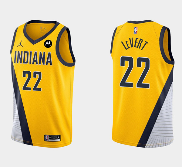 Men's Indiana Pacers #22 Caris LeVert Yellow Stitched NBA Jersey