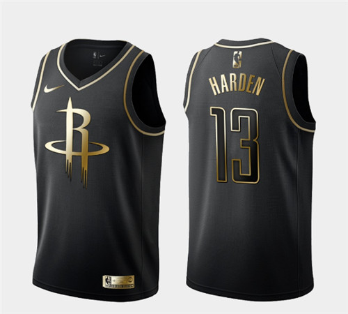 Men's Houston Rockets #13 James Harden Black Golden Edition Stitched NBA Jersey