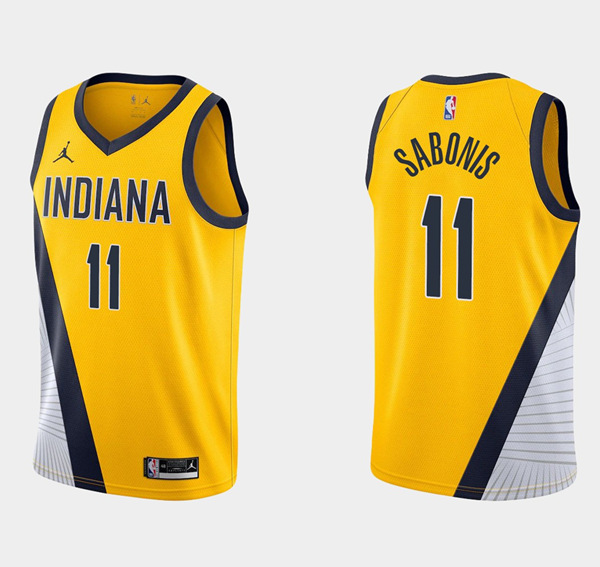 Men's Indiana Pacers #11 Domantas Sabonis Gold Basketball Stitched Jersey