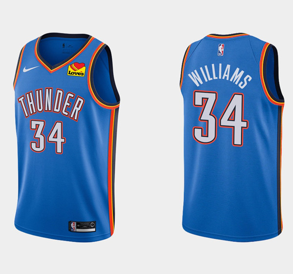 Men's Oklahoma City Thunder #34 Kenrich Williams Blue Stitched NBA Jersey