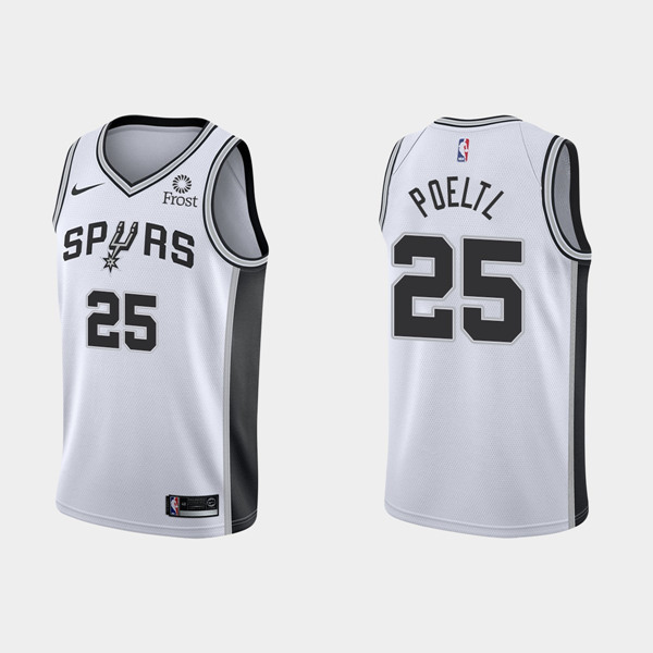 Men's San Antonio Spurs Black #25 Jakob Poeltl White Stitched NBA Jersey