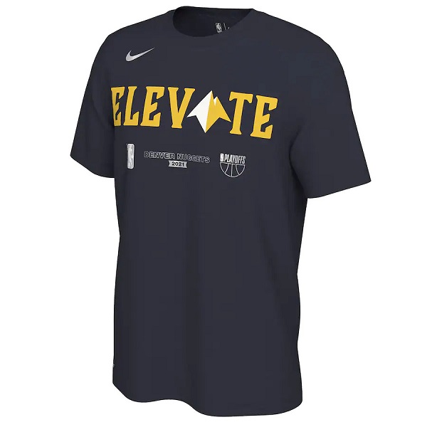 Men's Denver Nuggets 2021 Navy Playoff Bound Dunk T-Shirt