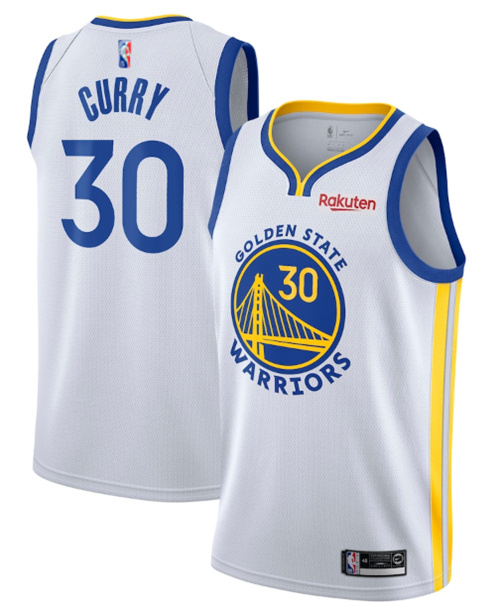 Men's Golden State Warriors #30 Stephen Curry 75th Anniversary White Stitched Basketball Jersey