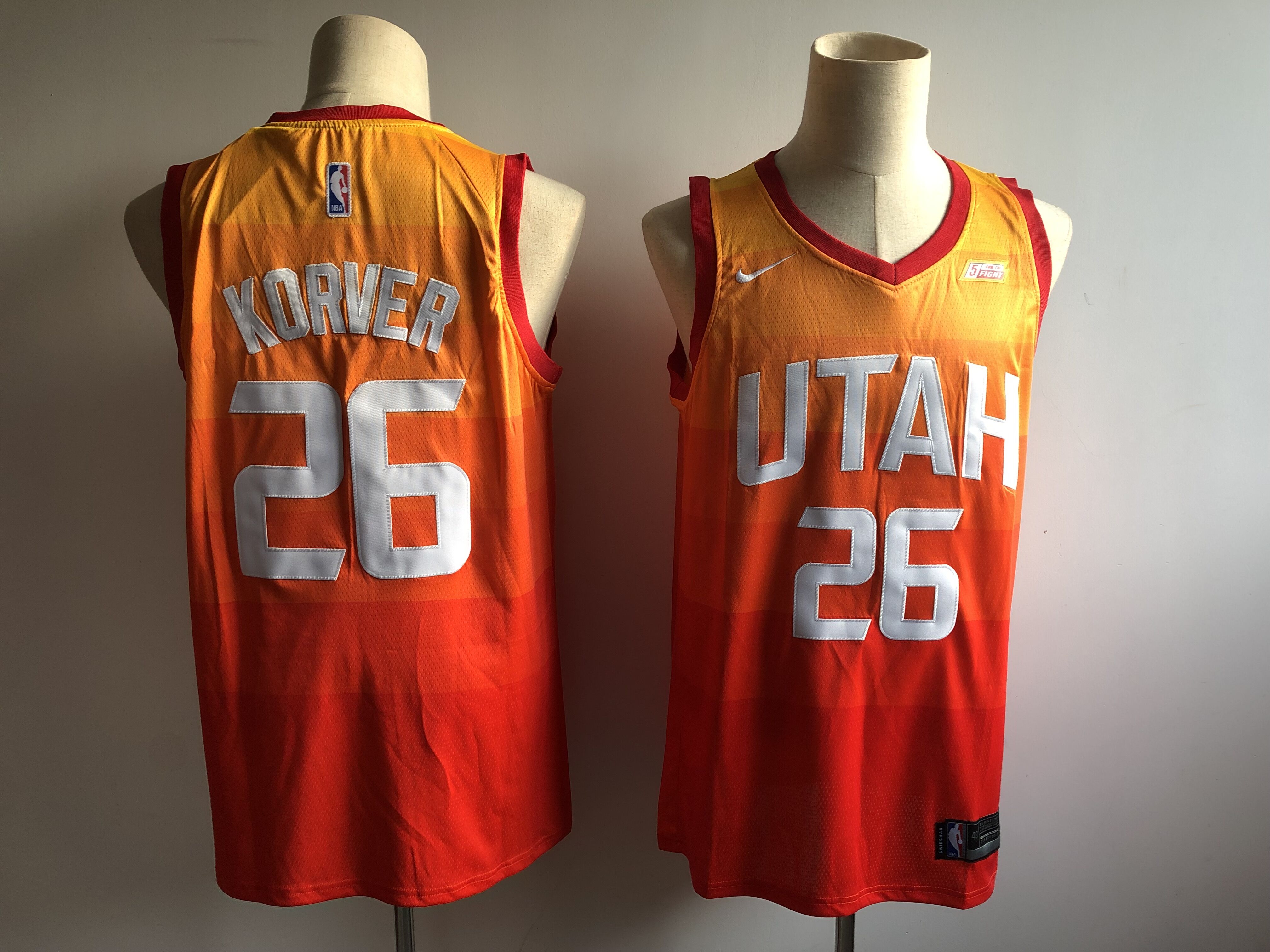 Men's Utah Jazz #26 Kyle Korver Orange 2018/19 City Edition Swingman Stitched NBA Jersey