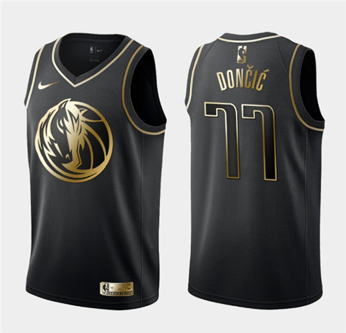 Men's Dallas Mavericks #77 Luka Doncic Black 2019 Golden Edition Stitched NBA Jersey