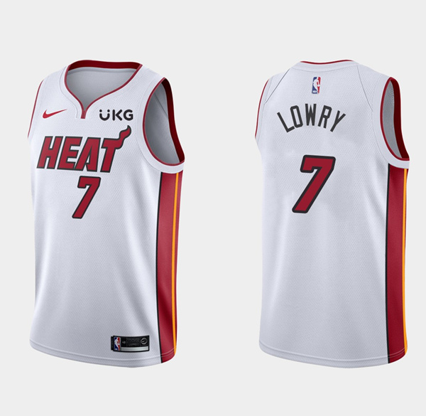 Men's Miami Heat #7 Kyle Lowry White Stitched NBA Jersey