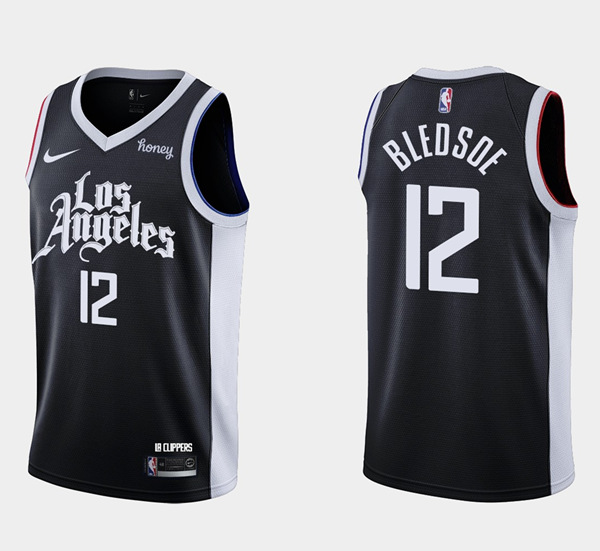 Men's Los Angeles Clippers #12 Eric Bledsoe Black City Edition Stitched Basketball Jersey
