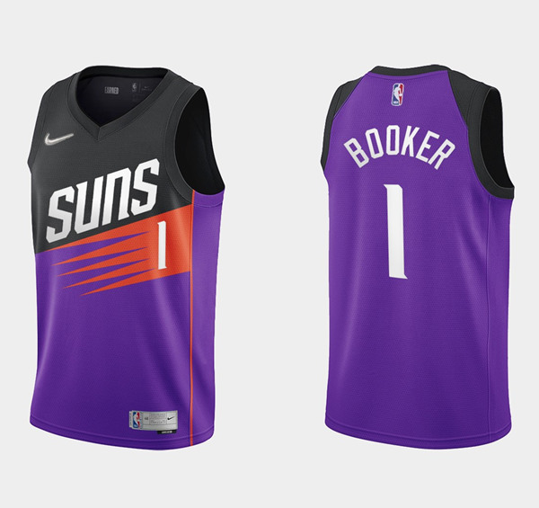 Men's Phoenix Suns #1 Devin Booker Earned Edition Stitched NBA Jersey
