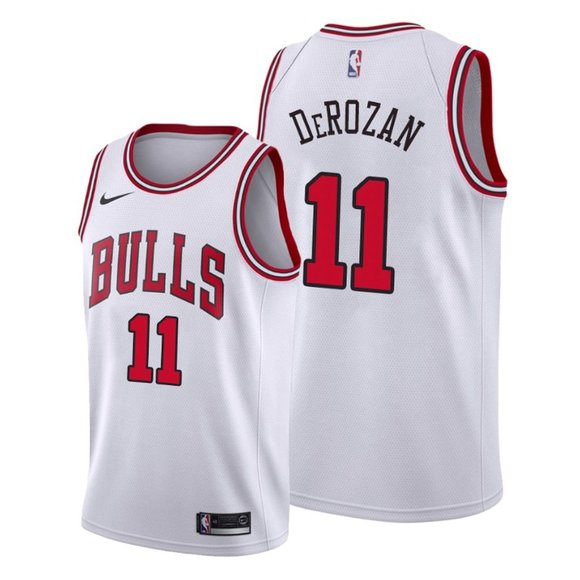 Men's Chicago Bulls #11 DeMar DeRozan White Stitched Basketball Jersey