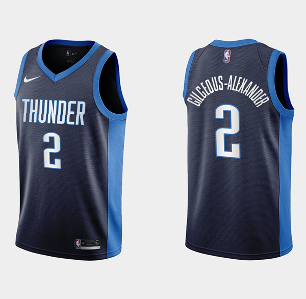 Men's Oklahoma City Thunder #2 Shai Gilgeous-Alexander Navy Earn Edition Stitched NBA Jersey