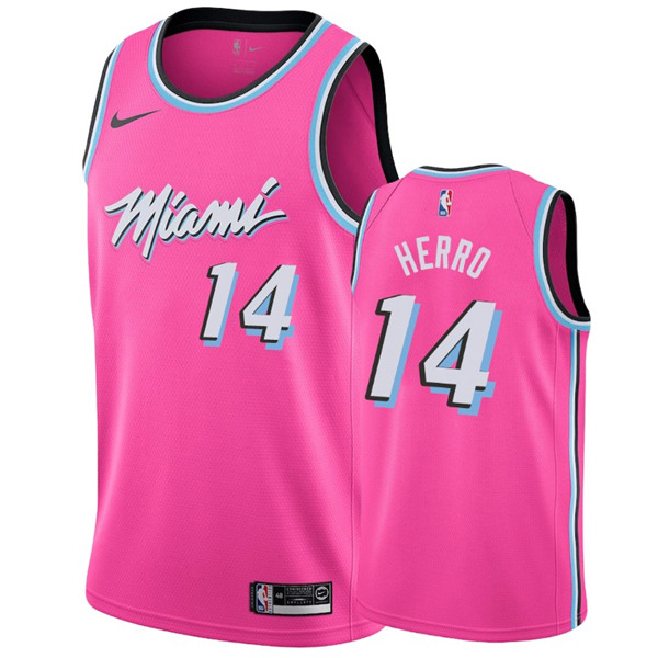 Men's Miami Heat #14 Tyler Herro City Edition Pink Stitched NBA Jersey