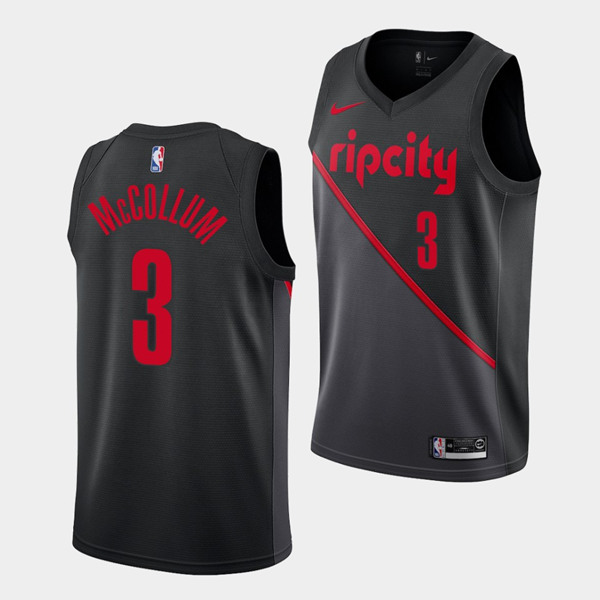 Men's Portland Trail Blazers #3 C.J. McCollum City Edition Stitched NBA Jersey