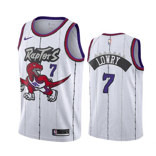 Raptors #7 Kyle Lowry White Throwback Stitched NBA Jersey