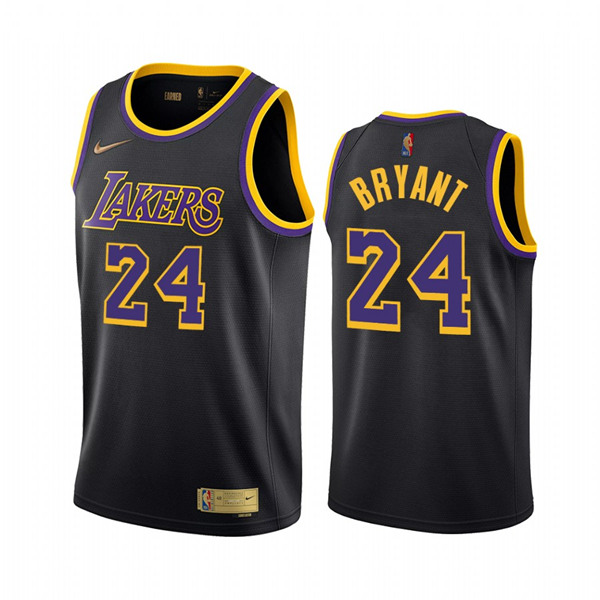 Men's Los Angeles Lakers #24 Kobe Bryant Earned Edition Black Stitched NBA Jersey