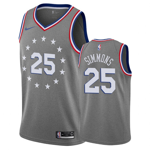 Men's Nike Philadelphia 76ers #25 Ben Simmons Gray City Edition Stitched NBA Jersey