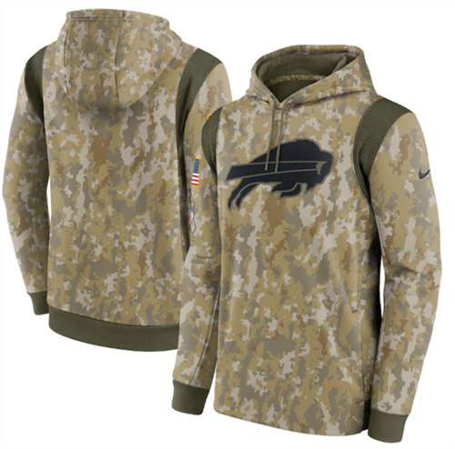 Men's Buffalo Bills Camo 2021 Salute To Service Therma Performance Pullover Hoodie