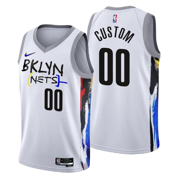 Men's Brooklyn Nets Customized 2022/23 White City Edition Stitched Basketball Jersey