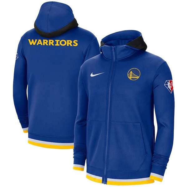 Men's Golden State Warriors Royal 75th Anniversary Performance Showtime Full-Zip Hoodie Jacket