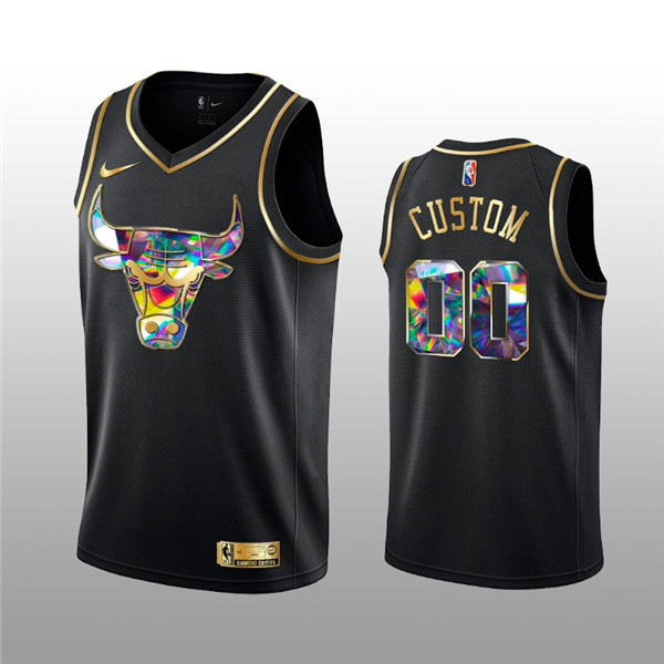Men's Chicago Bulls Active Player Custom 2021/22 Black Golden Edition 75th Anniversary Diamond Logo Stitched Basketball Jersey