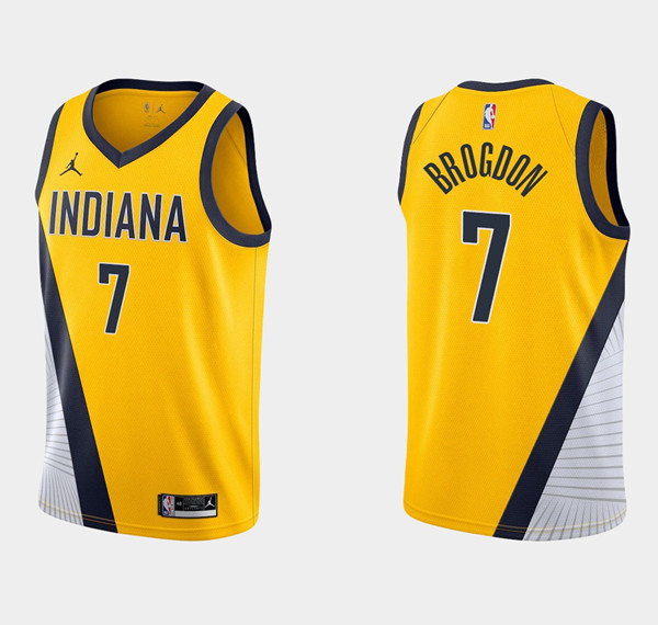Men's Indiana Pacers #7 Malcolm Brogdon Yellow Stitched NBA Jersey
