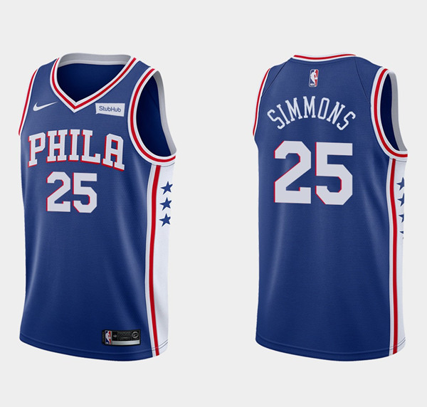 Men's Philadelphia 76ers #25 Ben Simmons Royal Icon Edition Stitched Swingman NBA Jersey