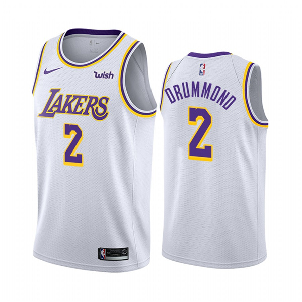 Men's Los Angeles Lakers #2 Andre Drummond White Stitched NBA Jersey