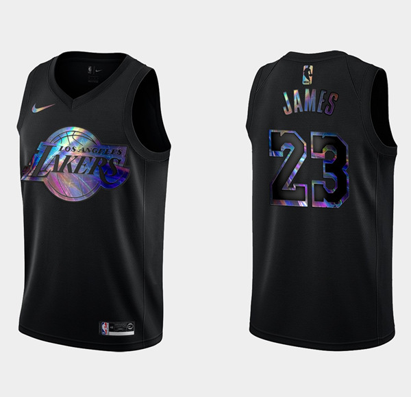 Lakers LeBron James #23 Iridescent 2021 HWC Limited Black NBA Stitched Jersey