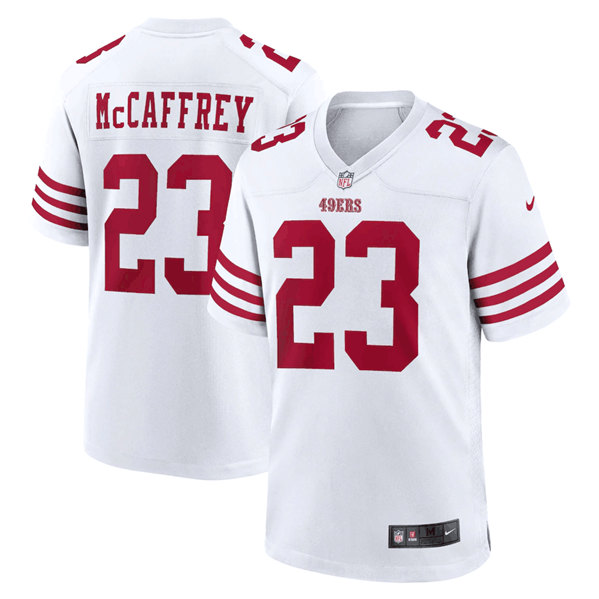 Men's San Francisco 49ers #23 Christian McCaffrey White 2022 Stitched Game Jersey