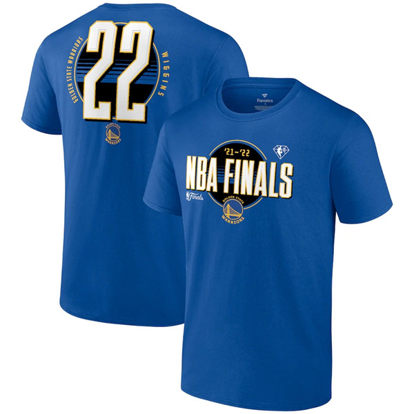 Men's Golden State Warriors #22 Andrew Wiggins 2022 Royal NBA Finals Name & Number T-Shirt