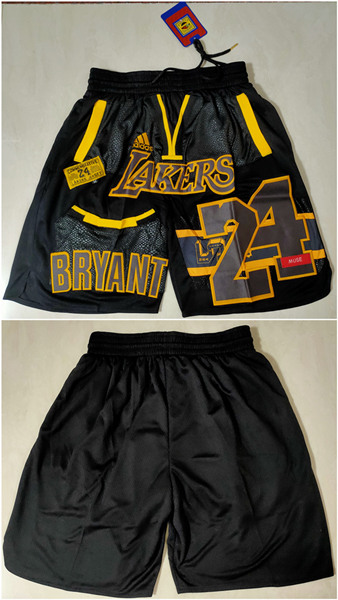 Men's Los Angeles Lakers #24 Kobe Bryant Black Shorts (Run Small)