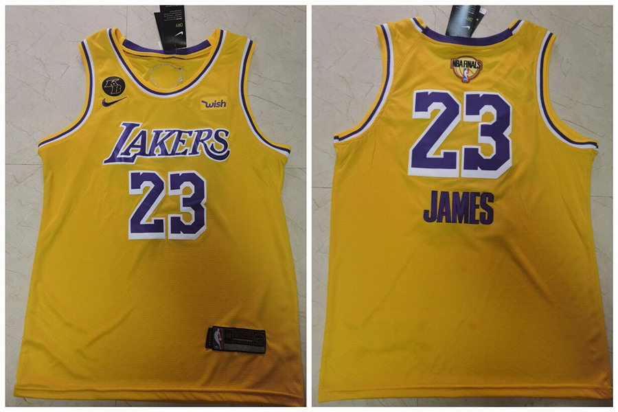 Men's Los Angeles Lakers #23 LeBron James 2020 Gold Finals Bound With KB Patch Stitched Jersey