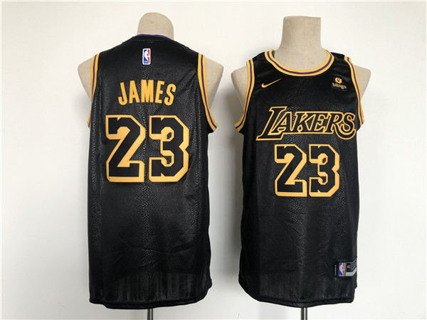 Men's Los Angeles Lakers #23 LeBron James Black Stitched Basketball Jersey