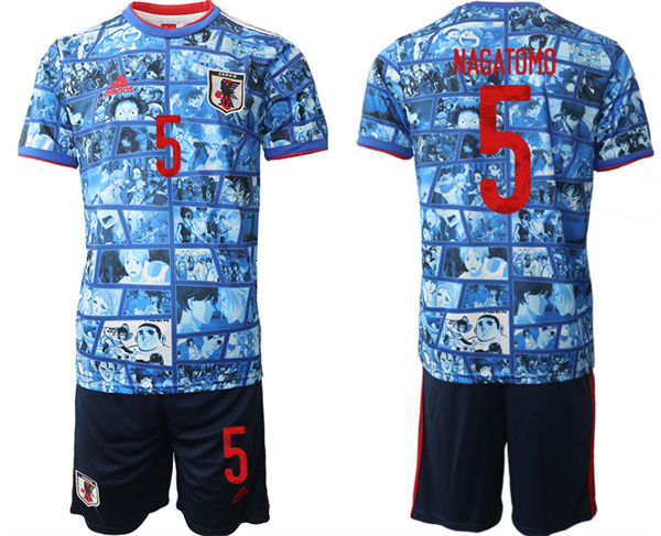 Men's Japan #5 Nagatomo Blue Home Soccer Jersey Suit