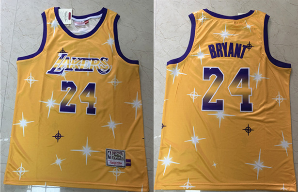 Men's Los Angeles Lakers #24 Kobe Bryant Gold Throwback Stitched NBA Jersey